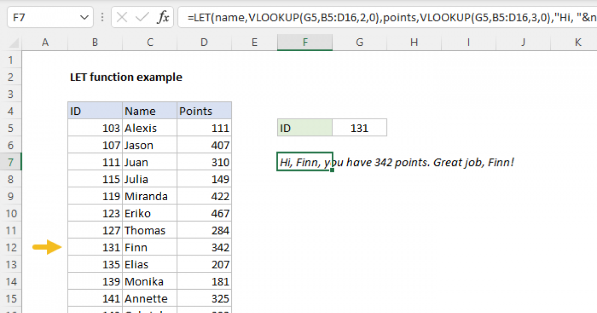Detailed LET function example Excel formula Exceljet